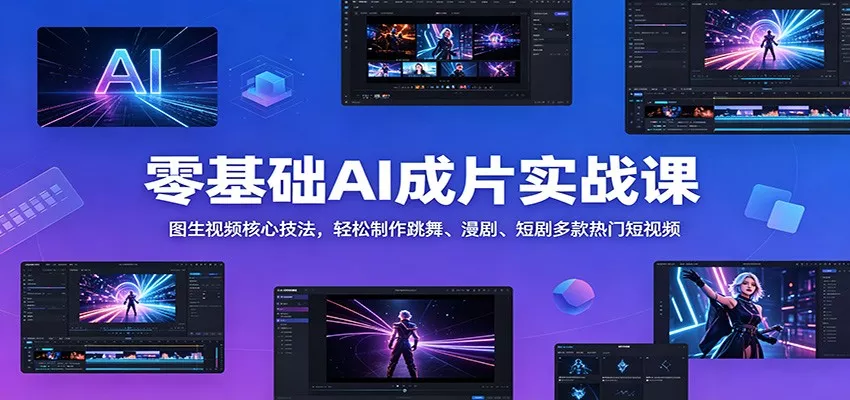 零基础AI成片实战课：图生视频核心技法，轻松制作跳舞、漫剧、短剧多款热门短视频-知行阁轻创网-分享网络赚钱项目-全网首发副业项目实操平台-副业创业项目网