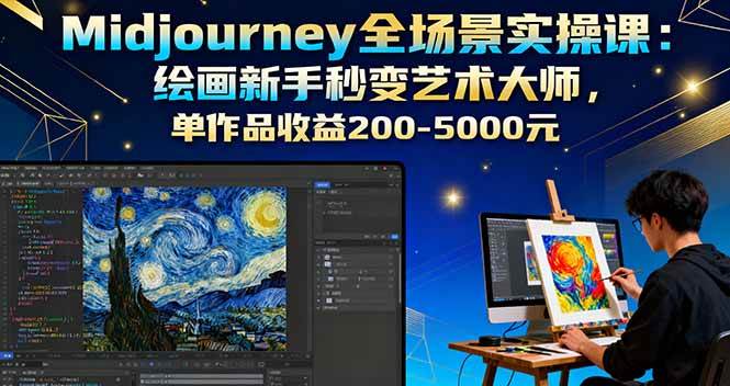 （16125期）Midjourney全场景实操课：绘画新手秒变艺术大师，单作品收益200-5000元-知行阁轻创网-分享网络赚钱项目-全网首发副业项目实操平台-副业创业项目网