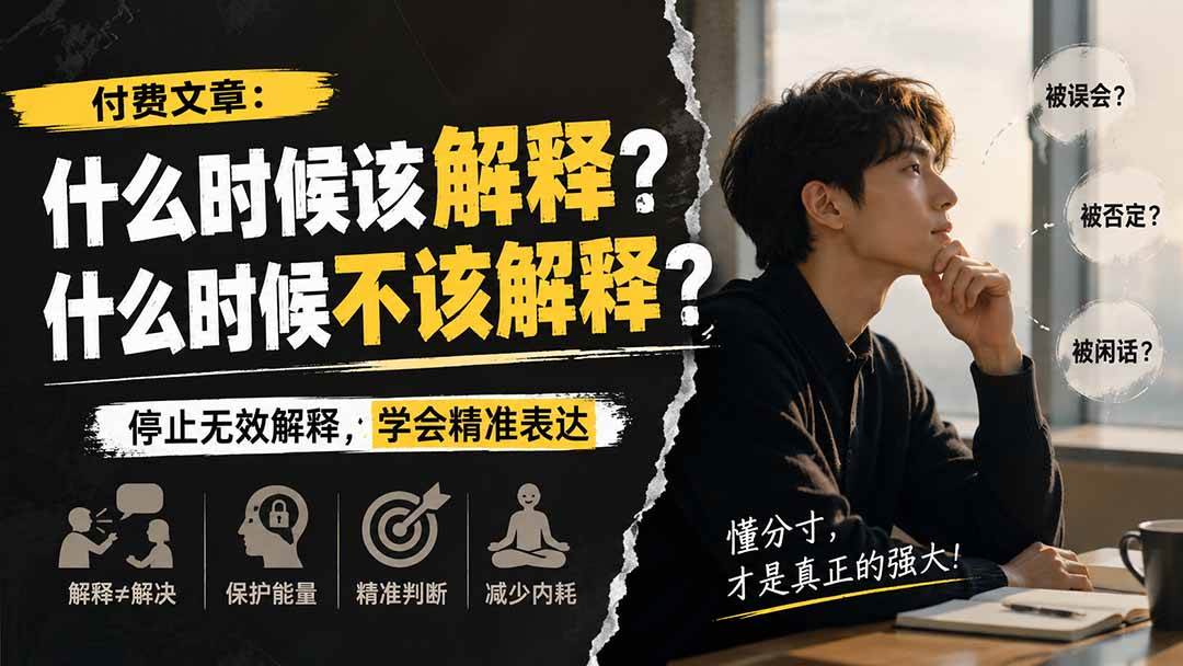 （20223期）付费文章：什么时候该解释？什么时候不该解释？-知行阁轻创网-分享网络赚钱项目-全网首发副业项目实操平台-副业创业项目网