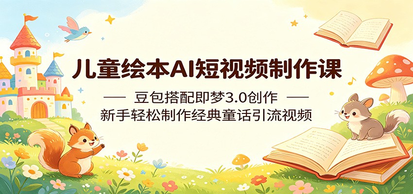 儿童绘本AI短视频制作课：豆包搭配即梦3.0创作，新手轻松制作经典童话引流视频-知行阁轻创网-分享网络赚钱项目-全网首发副业项目实操平台-副业创业项目网