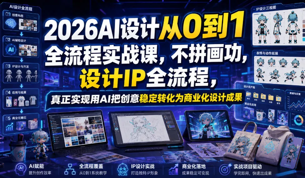 2026AI设计从0到1全流程实战课，不拼画功，设计IP全流程，真正实现用AI把创意稳定转化为商业化设计成果-知行阁轻创网-分享网络赚钱项目-全网首发副业项目实操平台-副业创业项目网