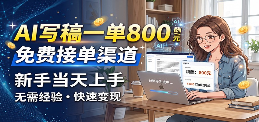 AI写稿一单800，免费接单渠道，一单一结几十到上千，新手当天上手-知行阁轻创网-分享网络赚钱项目-全网首发副业项目实操平台-副业创业项目网