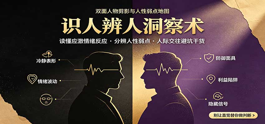 识人辨人终极心法：读懂应激情绪反应，分辨人性弱点，人际交往避坑干货-知行阁轻创网-分享网络赚钱项目-全网首发副业项目实操平台-副业创业项目网