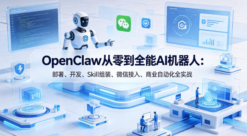OpenClaw从零到全能AI机器人：部署、开发、Skill组装、微信接入、商业自动化全实战-知行阁轻创网-分享网络赚钱项目-全网首发副业项目实操平台-副业创业项目网