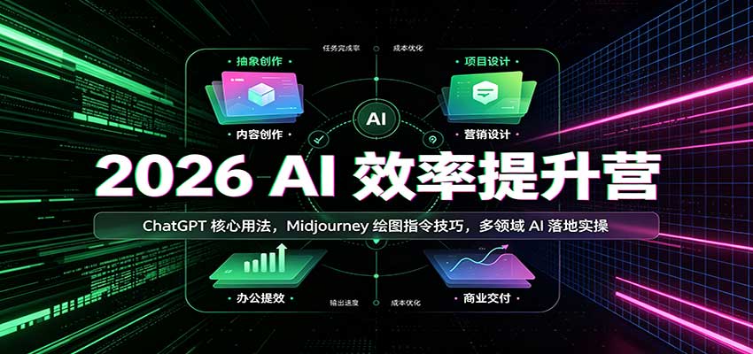 2026 AI效率提升营：ChatGPT核心用法，Midjourney绘图指令技巧，多领域AI落地实操-知行阁轻创网-分享网络赚钱项目-全网首发副业项目实操平台-副业创业项目网