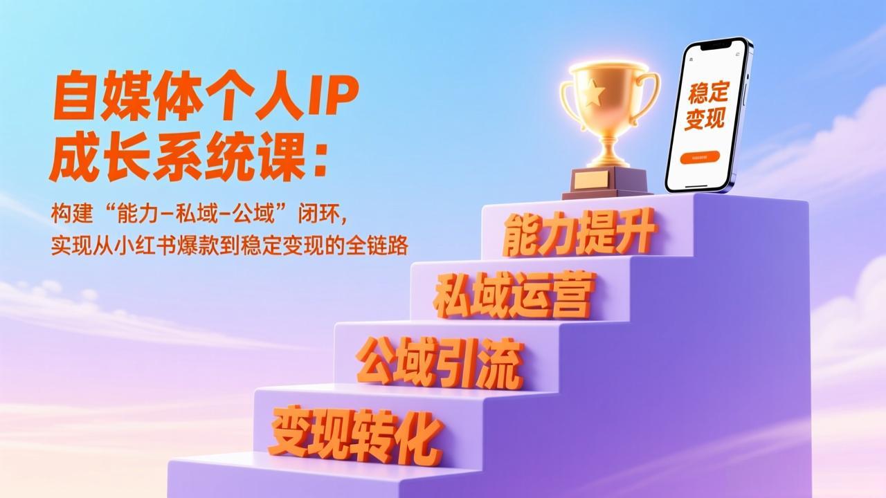 自媒体个人IP成长系统课：构建“能力-私域-公域”闭环，实现从小红书爆款到稳定变现的全链路-知行阁轻创网-分享网络赚钱项目-全网首发副业项目实操平台-副业创业项目网