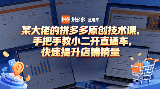 某大佬的拼多多原创技术课，手把手教小二开直通车，快速提升店铺销量-知行阁轻创网-分享网络赚钱项目-全网首发副业项目实操平台-副业创业项目网