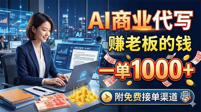 （18444期）AI商业代写，赚老板的钱，一单1000+，附免费接单渠道-知行阁轻创网-分享网络赚钱项目-全网首发副业项目实操平台-副业创业项目网