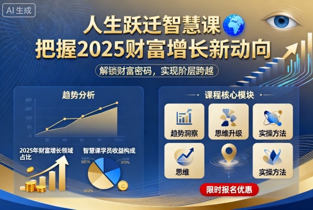 人生跃迁智慧课，把据2025财富增长新动向-知行阁轻创网-分享网络赚钱项目-全网首发副业项目实操平台-副业创业项目网