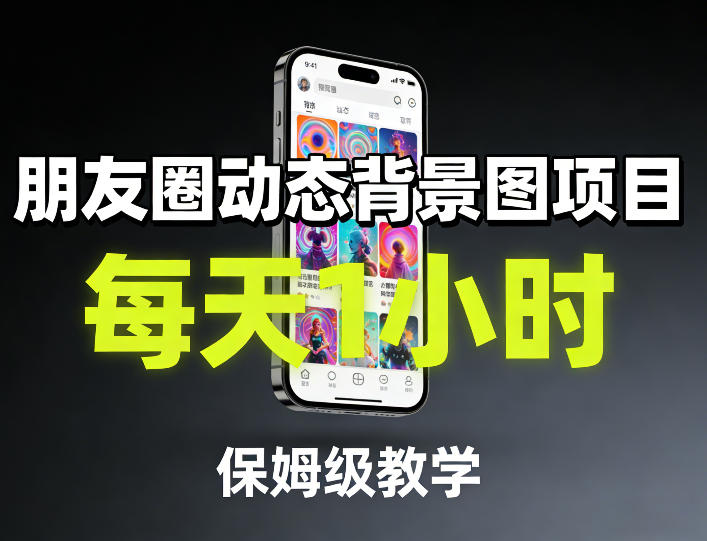 朋友圈动态背景图项目，每天1小时，保姆级教学-知行阁轻创网-分享网络赚钱项目-全网首发副业项目实操平台-副业创业项目网