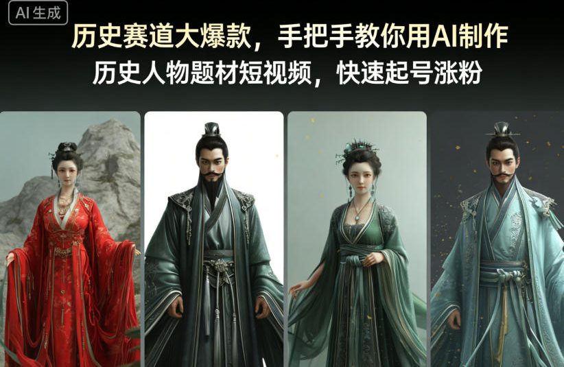 历史赛道大爆款，手把手教你用AI制作历史人物题材短视频，快速起号涨粉-知行阁轻创网-分享网络赚钱项目-全网首发副业项目实操平台-副业创业项目网