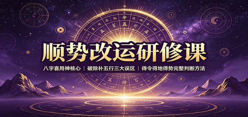 顺势改运研修课：八字喜用神核心，破除补五行三大误区，得令得地得势完整判断方法-知行阁轻创网-分享网络赚钱项目-全网首发副业项目实操平台-副业创业项目网