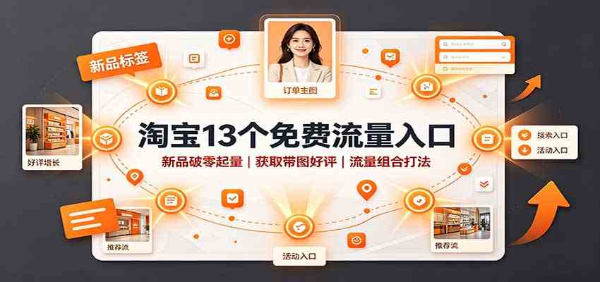 淘宝13个免费流量入口：新品破零起量，获取带图好评，流量组合打法-知行阁轻创网-分享网络赚钱项目-全网首发副业项目实操平台-副业创业项目网
