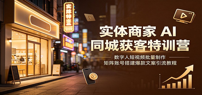 实体商家AI同城获客特训营：数字人短视频批量制作，矩阵账号搭建爆款文案引流教程-知行阁轻创网-分享网络赚钱项目-全网首发副业项目实操平台-副业创业项目网