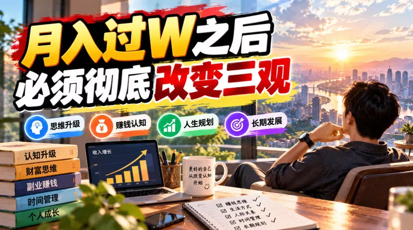 某公众号付费文章:月入过W之后,必须彻底改变三观-知行阁轻创网-分享网络赚钱项目-全网首发副业项目实操平台-副业创业项目网