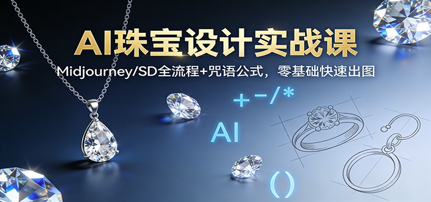 AI珠宝设计实战课：Midjourney/SD全流程+咒语公式，零基础快速出图-知行阁轻创网-分享网络赚钱项目-全网首发副业项目实操平台-副业创业项目网