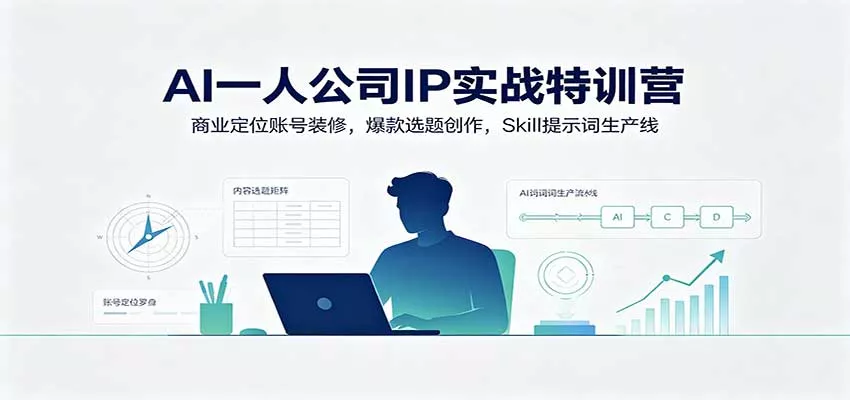 AI一人公司IP实战特训营：商业定位账号装修，爆款选题创作，Skill提示词生产线-知行阁轻创网-分享网络赚钱项目-全网首发副业项目实操平台-副业创业项目网