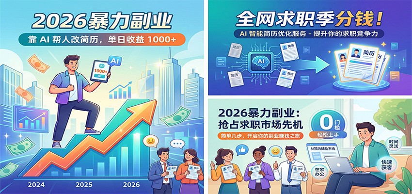2026暴力副业:靠AI帮人改简历,单日收益1000+,全网求职季分钱-知行阁轻创网-分享网络赚钱项目-全网首发副业项目实操平台-副业创业项目网