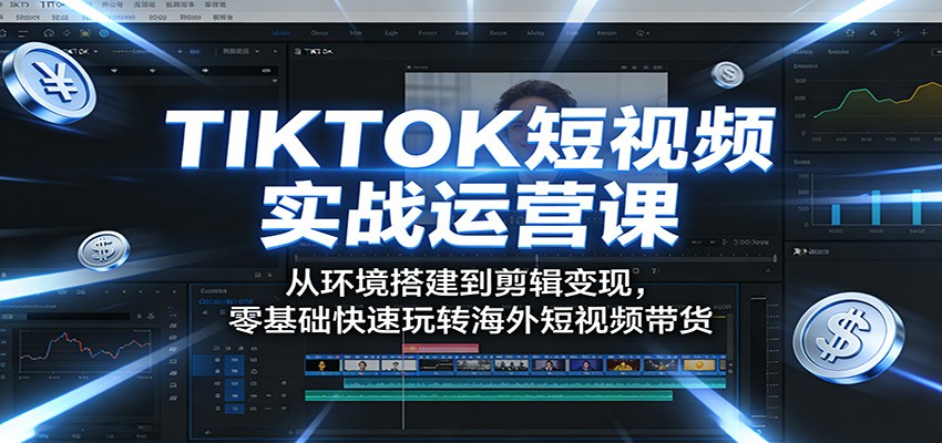 TIKTOK短视频实战运营课：从环境搭建到剪辑变现，零基础快速玩转海外短视频带货-知行阁轻创网-分享网络赚钱项目-全网首发副业项目实操平台-副业创业项目网