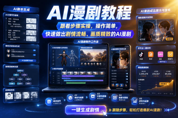 AI漫剧教程,跟着步骤实操,操作简单,快速做出剧情流畅、画质精致的AI漫剧-知行阁轻创网-分享网络赚钱项目-全网首发副业项目实操平台-副业创业项目网
