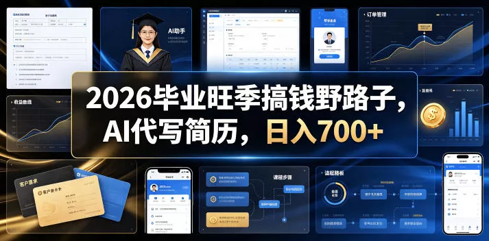 2026毕业旺季搞钱野路子，AI代写简历，日入700+【揭秘】-知行阁轻创网-分享网络赚钱项目-全网首发副业项目实操平台-副业创业项目网