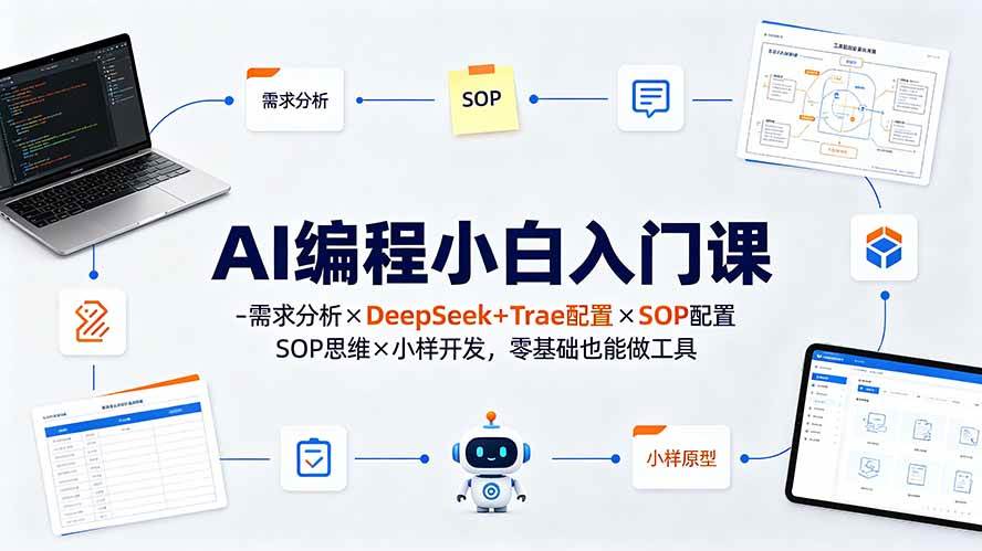 （19539期）AI编程小白入门课-需求分析×DeepSeek+Trae配置×SOP思维×小样开发，零基础也能做工具-知行阁轻创网-分享网络赚钱项目-全网首发副业项目实操平台-副业创业项目网