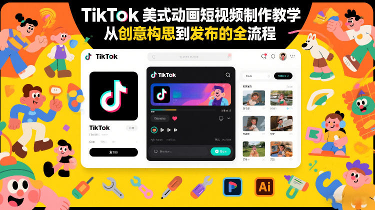 TikTok美式动画短视频制作教学，从创意构思到发布的全流程-知行阁轻创网-分享网络赚钱项目-全网首发副业项目实操平台-副业创业项目网
