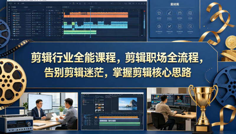 剪辑行业全能课程，剪辑职场全流程，告别剪辑迷茫，掌握剪辑核心思路-知行阁轻创网-分享网络赚钱项目-全网首发副业项目实操平台-副业创业项目网