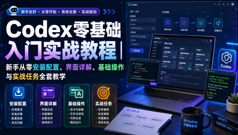 Codex零基础入门实战教程｜新手从零安装配置、界面详解、基础操作与实战任务全套教学-知行阁轻创网-分享网络赚钱项目-全网首发副业项目实操平台-副业创业项目网