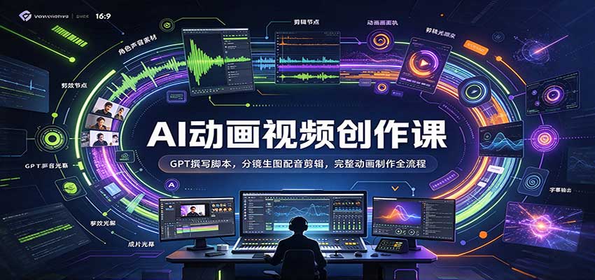 AI动画视频创作课：GPT撰写脚本，分镜生图配音剪辑，完整动画制作全流程-知行阁轻创网-分享网络赚钱项目-全网首发副业项目实操平台-副业创业项目网