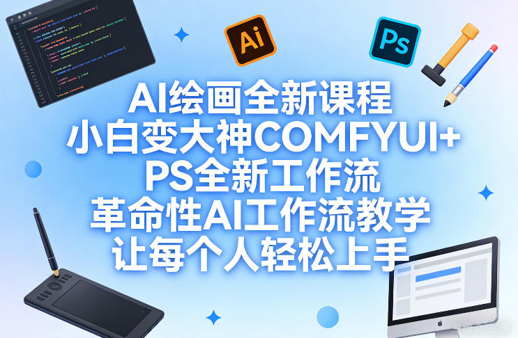 AI绘画全新课程，小白变大神COMFYUI+PS全新工作流，革命性AI工作流教学，让每个人轻松上手-知行阁轻创网-分享网络赚钱项目-全网首发副业项目实操平台-副业创业项目网