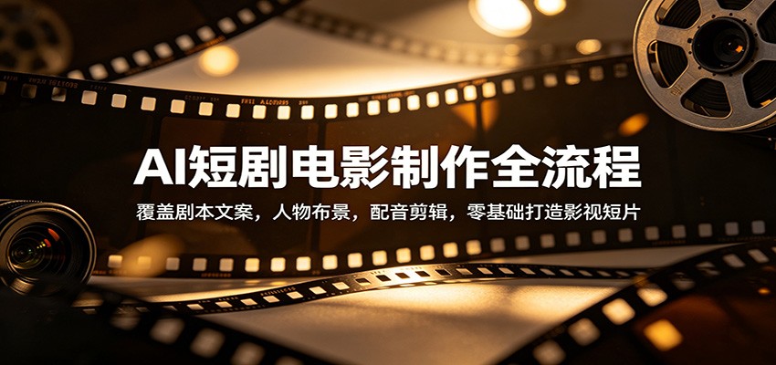 AI短剧电影制作全流程：覆盖剧本文案，人物布景，配音剪辑，零基础打造影视短片-知行阁轻创网-分享网络赚钱项目-全网首发副业项目实操平台-副业创业项目网
