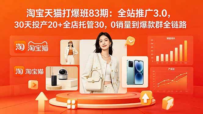 （18920期）2026淘宝天猫打爆班83期：全站推广3.0，30天投产20+全店托管30，0销量到爆款群全链路-知行阁轻创网-分享网络赚钱项目-全网首发副业项目实操平台-副业创业项目网