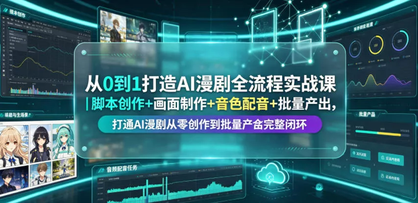 从0到1打造AI漫剧全流程实战课｜脚本创作+画面制作+音色配音+批量产出，打通AI漫剧从零创作到批量量产完整闭环-知行阁轻创网-分享网络赚钱项目-全网首发副业项目实操平台-副业创业项目网