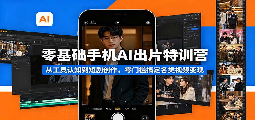 零基础手机AI出片特训营：从工具认知到短剧创作，零门槛搞定各类视频变现-知行阁轻创网-分享网络赚钱项目-全网首发副业项目实操平台-副业创业项目网