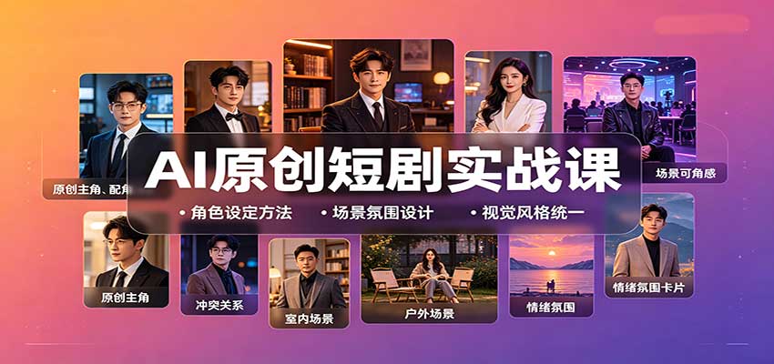 AI原创短剧实战课：从零搭建短剧创作全流程，批量产出可上线剧本-知行阁轻创网-分享网络赚钱项目-全网首发副业项目实操平台-副业创业项目网