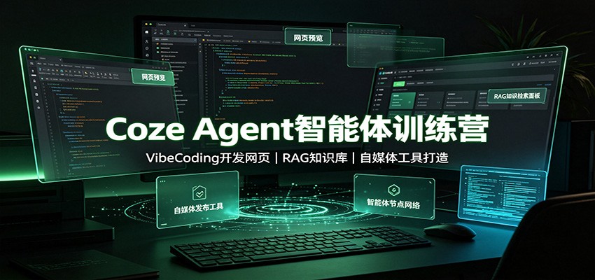 Coze Agent智能体训练营：VibeCoding开发网页，RAG知识库，自媒体工具打造-知行阁轻创网-分享网络赚钱项目-全网首发副业项目实操平台-副业创业项目网