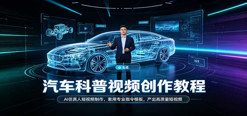 汽车科普视频创作教程：AI仿真人短视频制作，套用专业指令模板，产出高质量短视频-知行阁轻创网-分享网络赚钱项目-全网首发副业项目实操平台-副业创业项目网