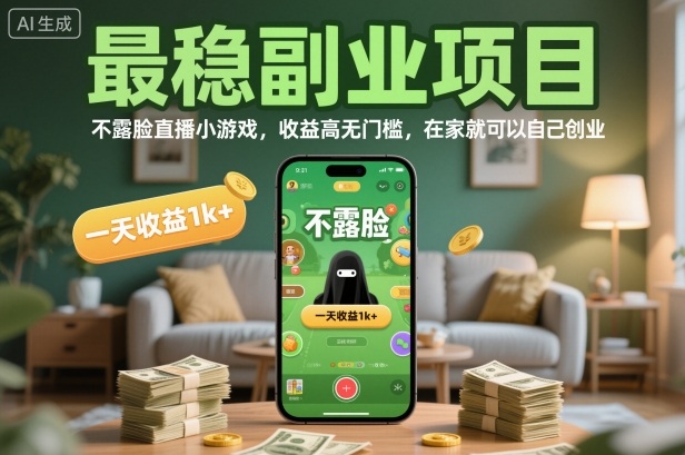 最稳副业项目,不露脸直播小游戏,收益高无门槛,一天收益1k+,在家就可以自己创业【揭秘】-知行阁轻创网-分享网络赚钱项目-全网首发副业项目实操平台-副业创业项目网