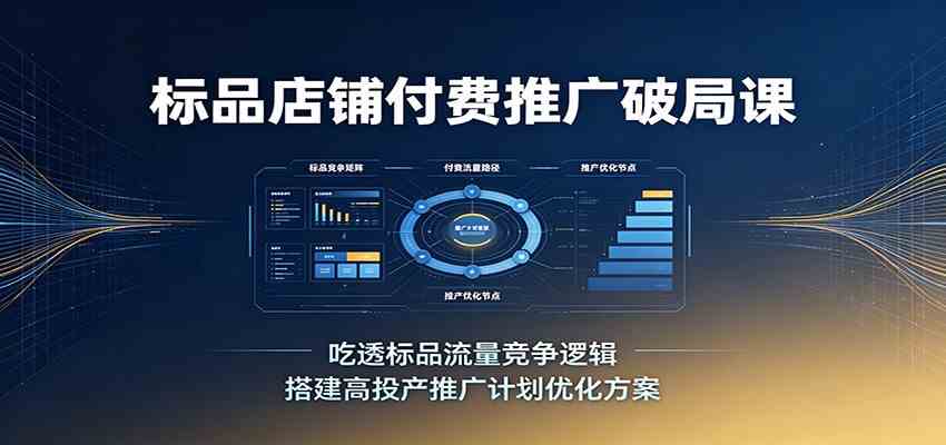标品店铺付费推广破局课：吃透标品流量竞争逻辑，搭建高投产推广计划优化方案-知行阁轻创网-分享网络赚钱项目-全网首发副业项目实操平台-副业创业项目网