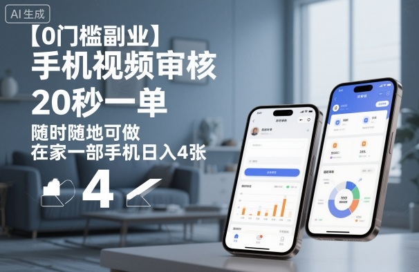 【0门槛副业】手机视频审核，20秒一单，随时随地可做，在家一部手机日入4张【揭秘】-知行阁轻创网-分享网络赚钱项目-全网首发副业项目实操平台-副业创业项目网