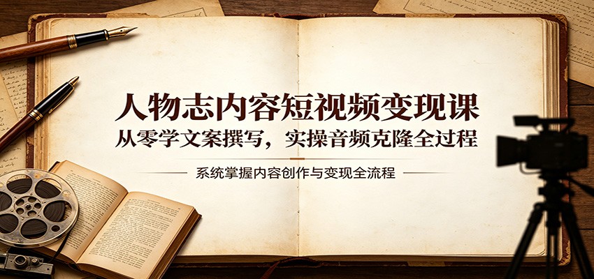 人物志内容短视频变现课：从零学文案撰写，实操音频克隆全过程-知行阁轻创网-分享网络赚钱项目-全网首发副业项目实操平台-副业创业项目网