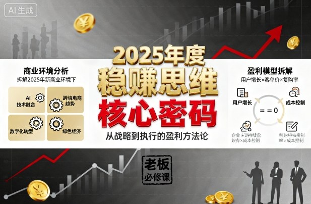 2025年度稳賺思维老板创业营，拆解2025年新商业环境下，企业实现持续盈利的核心密码-知行阁轻创网-分享网络赚钱项目-全网首发副业项目实操平台-副业创业项目网