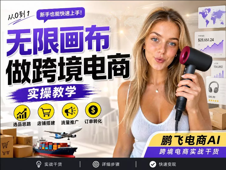 【跨境电商必备】AI无线画布制作商品宣传视频,四步搞定,无线画布工作流,操作简单好上手-知行阁轻创网-分享网络赚钱项目-全网首发副业项目实操平台-副业创业项目网
