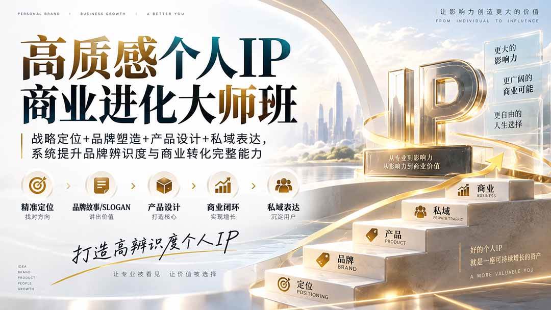 （20324期）高质感个人IP商业进化大师班：战略定位+品牌塑造+产品设计+私域表达，系统提升品牌辨识度与商业转化完整能力-知行阁轻创网-分享网络赚钱项目-全网首发副业项目实操平台-副业创业项目网