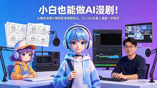 （18343期）小白也能做AI漫剧！从角色场景分镜到配音剪辑导出，2D/3D/仿真人漫剧一步到位-知行阁轻创网-分享网络赚钱项目-全网首发副业项目实操平台-副业创业项目网