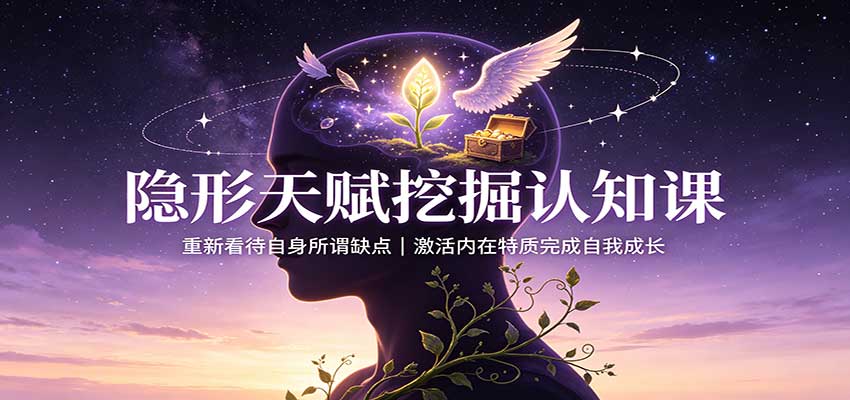隐形天赋挖掘认知课：重新看待自身所谓缺点，激活内在特质完成自我成长-知行阁轻创网-分享网络赚钱项目-全网首发副业项目实操平台-副业创业项目网