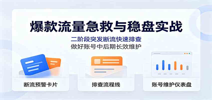 爆款流量急救与稳盘实战：二阶段突发断流快速排查，做好账号中后期长效维护-知行阁轻创网-分享网络赚钱项目-全网首发副业项目实操平台-副业创业项目网
