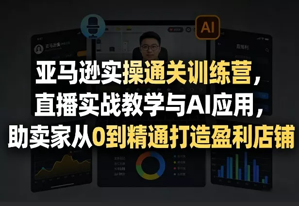 亚马逊实操通关训练营,直播实战教学与AI应用,助卖家从0到精通打造盈利店铺(更新8月8日)-知行阁轻创网-分享网络赚钱项目-全网首发副业项目实操平台-副业创业项目网