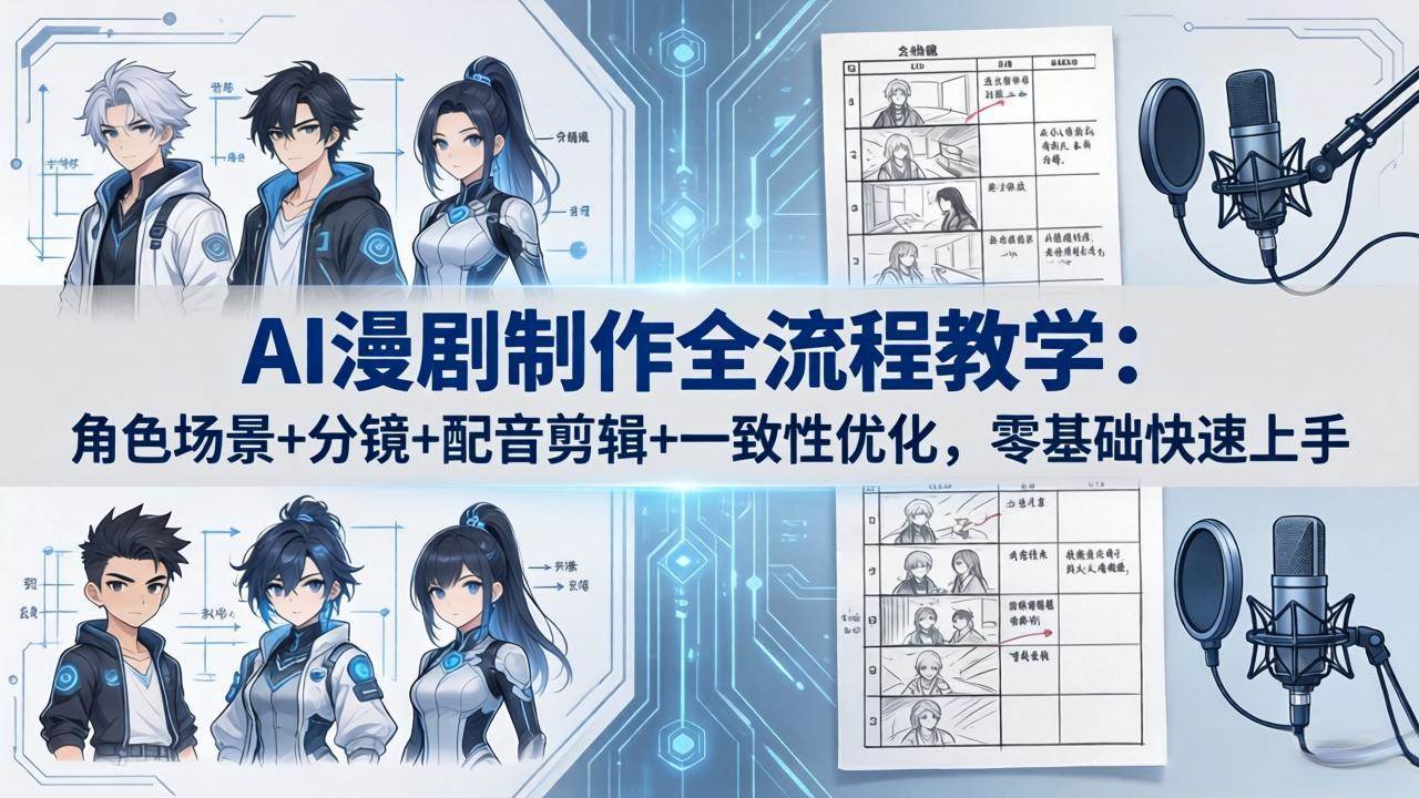 （18090期）AI漫剧制作全流程教学：角色场景+分镜+配音剪辑+一致性优化，零基础快速上手-知行阁轻创网-分享网络赚钱项目-全网首发副业项目实操平台-副业创业项目网